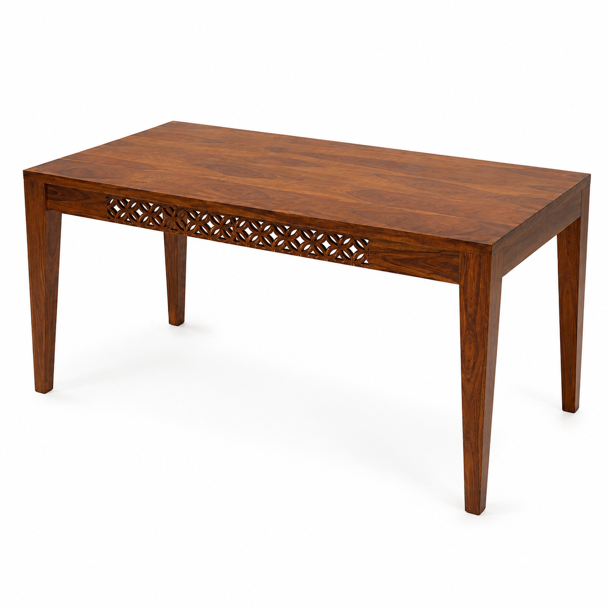 Wooden Flower 6 Seater dining table solid wood 6 seater dining set with cnc cut design