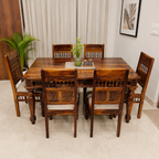 Ghirli 6 Seater Dining set solid wood 6 seater dining set with wooden CNC design