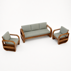 Sofa Set Pan Solid sheesham wood 5 seater sofa set with round arm design