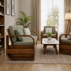 Sofa Set Pan Solid sheesham wood 5 seater sofa set with round arm design
