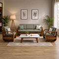Sofa Set Pan Solid sheesham wood 5 seater sofa set with round arm design