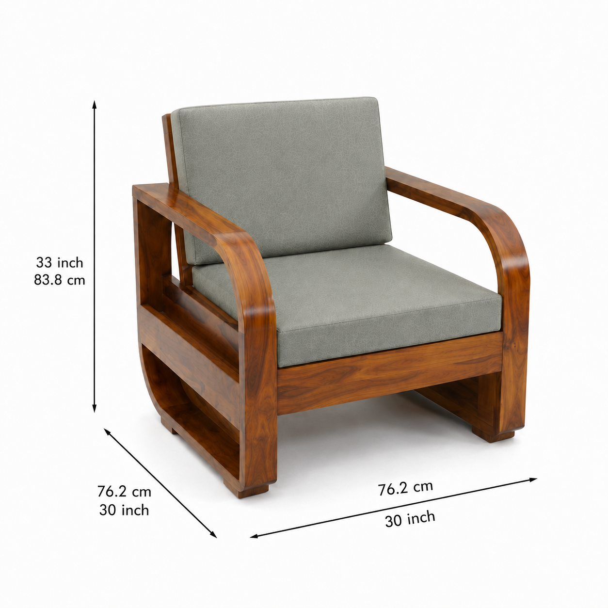 Sofa Set Pan Solid sheesham wood 5 seater sofa set with round arm design