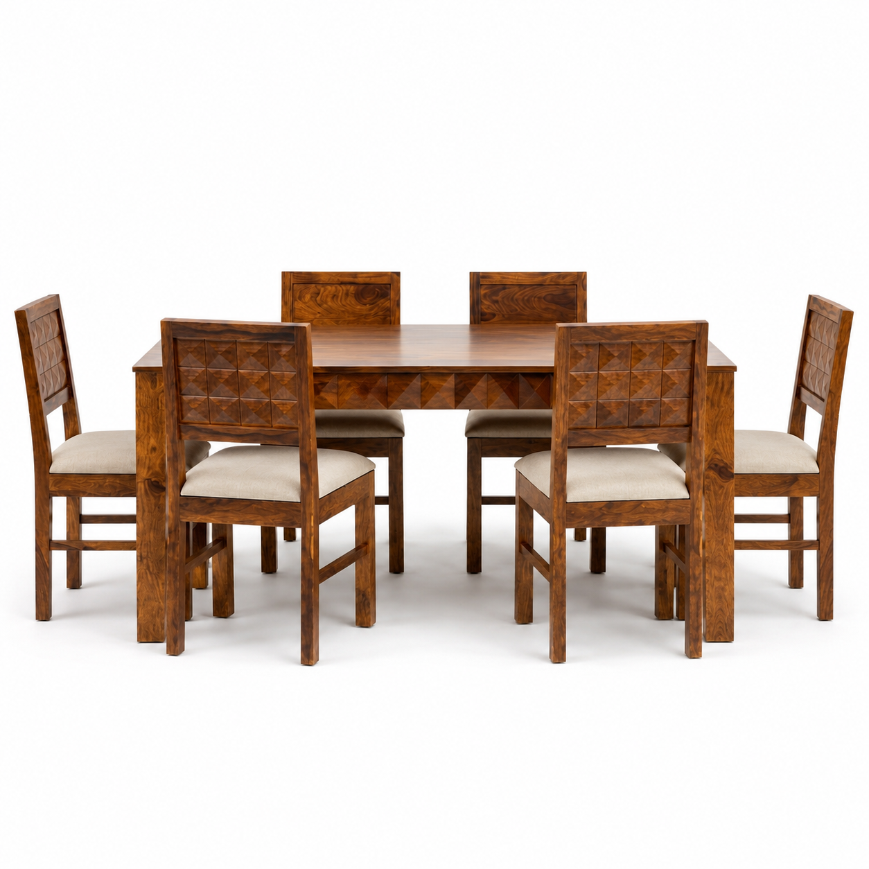 Dining Diamond set Solid wood 6 seater dining table with chair