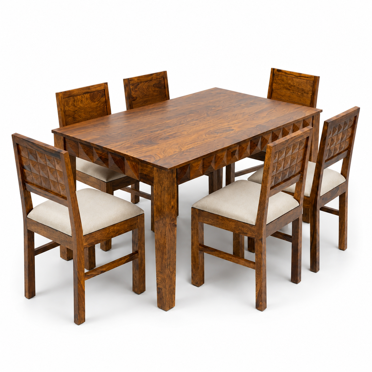 Dining Diamond set Solid wood 6 seater dining table with chair
