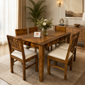 Dining Diamond set Solid wood 6 seater dining table with chair
