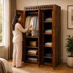 Kuber Wardrobe Solid wood almirah with 3 doors and multishelf