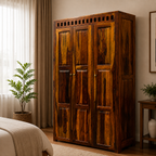 Kuber Wardrobe Solid wood almirah with 3 doors and multishelf