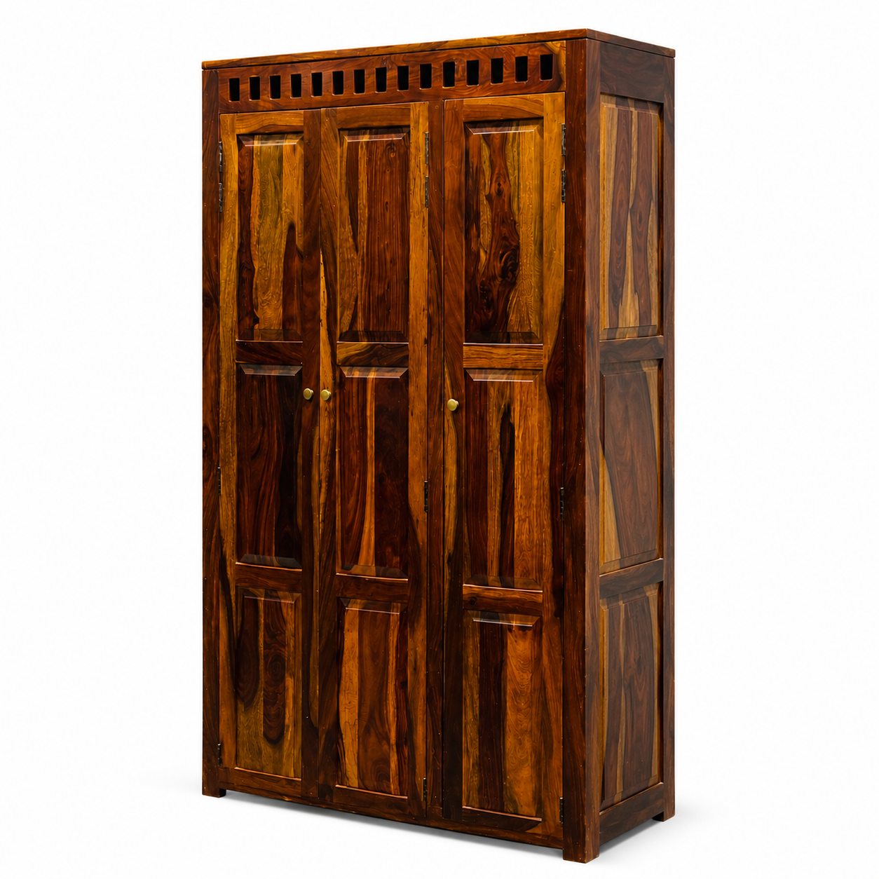 Kuber Wardrobe Solid wood almirah with 3 doors and multishelf