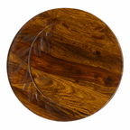 Round table solid sheesham wood table with flower design (Provincial teak finish)