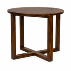 Round table solid sheesham wood table with flower design (Provincial teak finish)