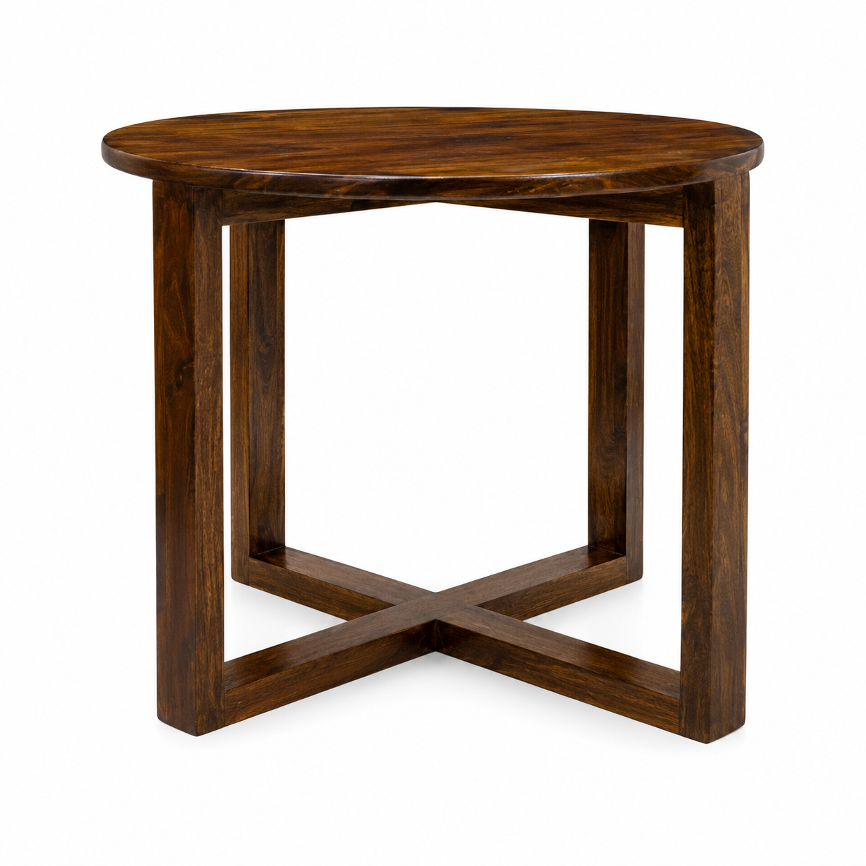 Round table solid sheesham wood table with flower design (Provincial teak finish)
