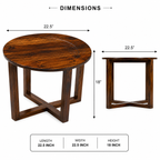 Round table solid sheesham wood table with flower design (Provincial teak finish)
