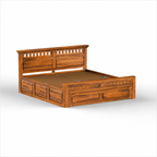 Kuber king size Solid Sheesham Wood Bed with Drawer Storage (HONEY FINISH)