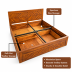 Squre cut king size Solid Sheesham Wood Bed with Drawer Storage