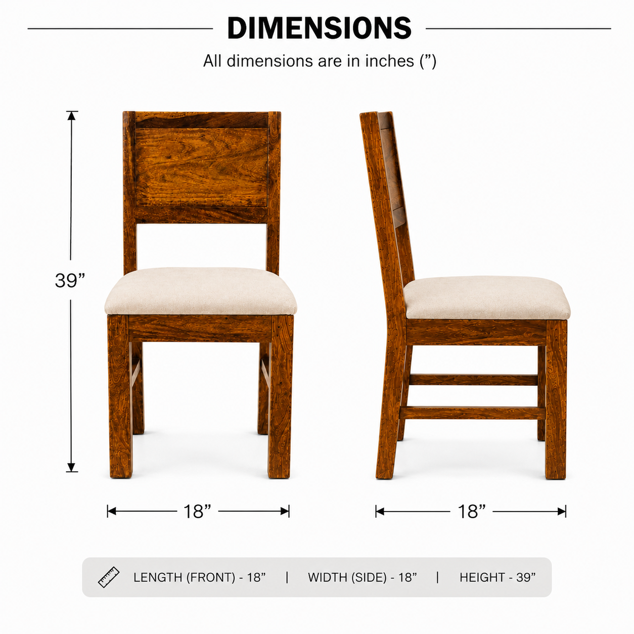 Diamond Chair sheesham wood chair with diamond design (pack of 2 chairs)