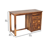 Computer table tile Solid Sheesham Wood Study Table with 2 Drawers and  doors with wooden tile design