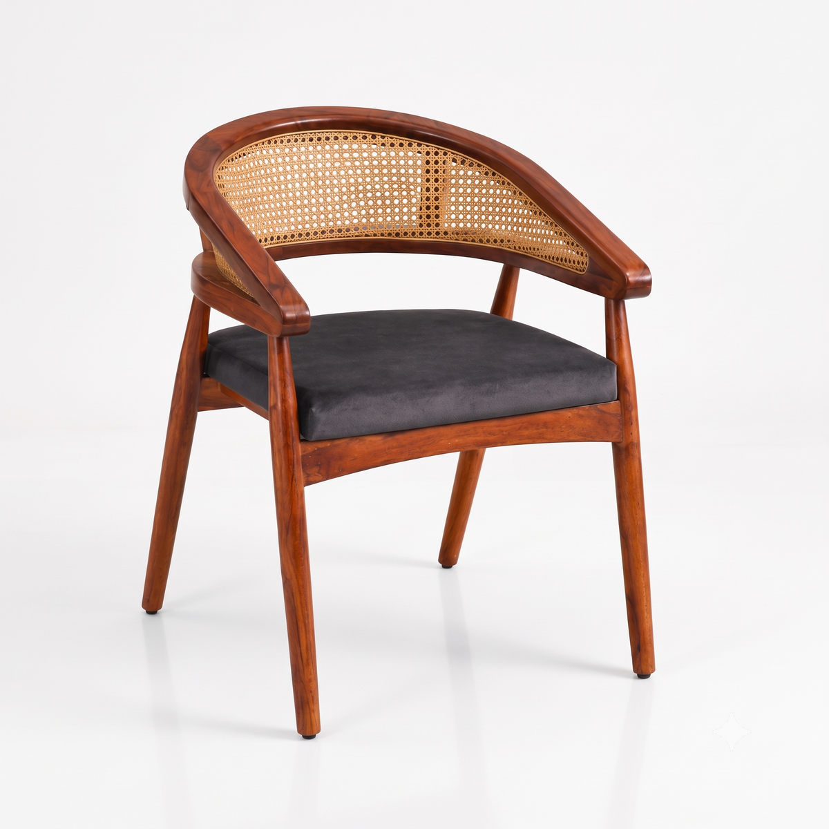 Rattan Curved sheesham wood lounge chair with curved back