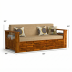Solid Wood Sofa Cum Bed With Plush Cushioning & Easy Conversion