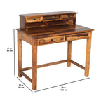 Solid Sheesham Wood Study Table with Hutch & Drawers