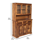 Crockery Elephant DS Solid Sheesham Wood Kitchen Cabinet with Elephant cut Design Doors