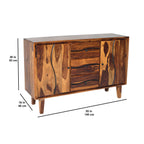 Roli Sheesham Wood Sideboard Cabinet with wood craving S design
