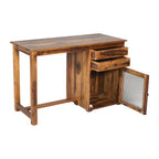 Solid Wood Study Table with Storage Cabinet & Drawers