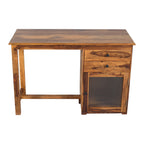 Solid Wood Study Table with Storage Cabinet & Drawers