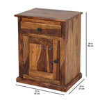 Dalha sheesham wood bed side with plaine desing door and drawer