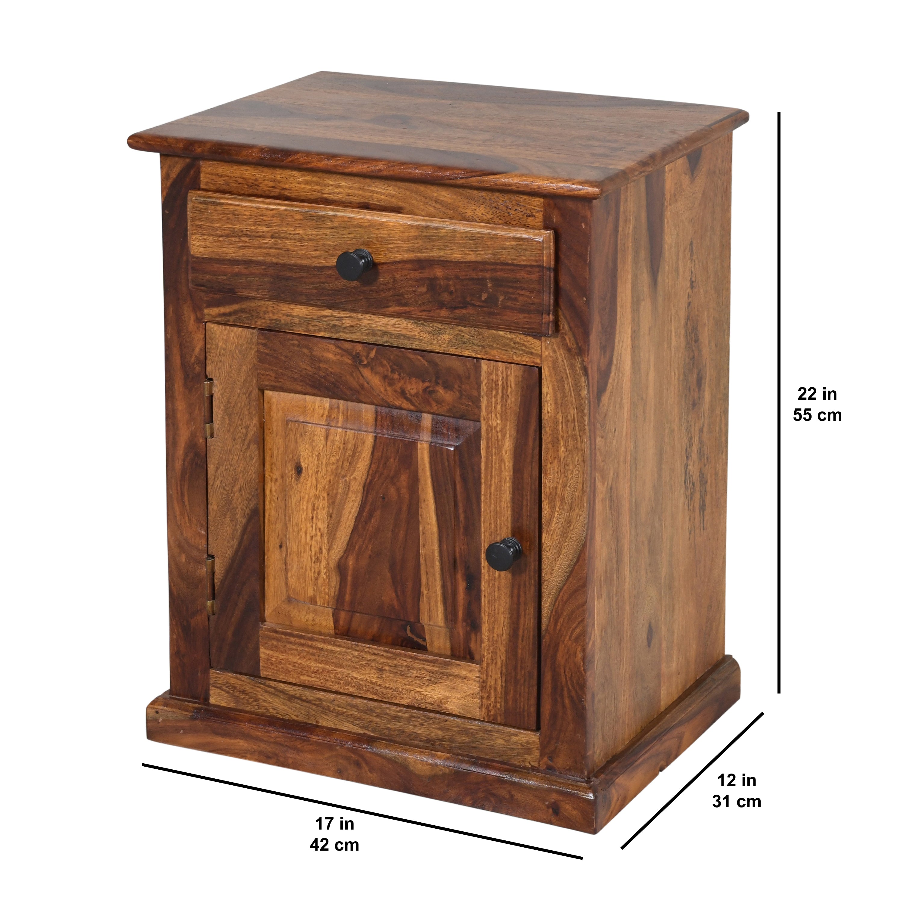 Dalha sheesham wood bed side with plaine desing door and drawer