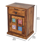 Siramika Sheesham wood Bedside Cabinet with ceramic tiles