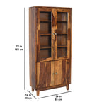 Brahma Sheesham Wood Crockery Cabinet with glass doors