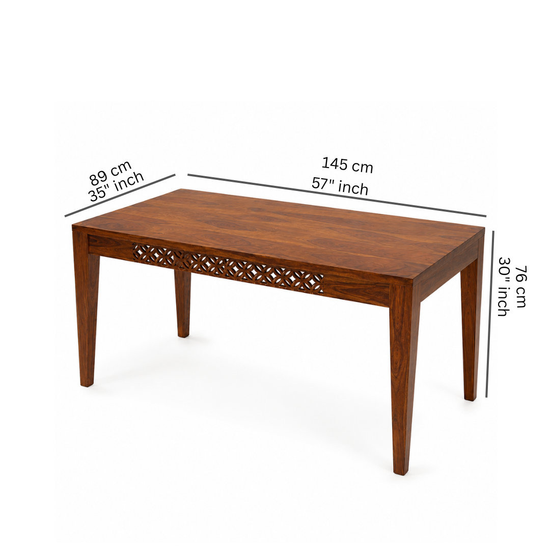 Wooden Flower 6 Seater dining table solid wood 6 seater dining set with cnc cut design