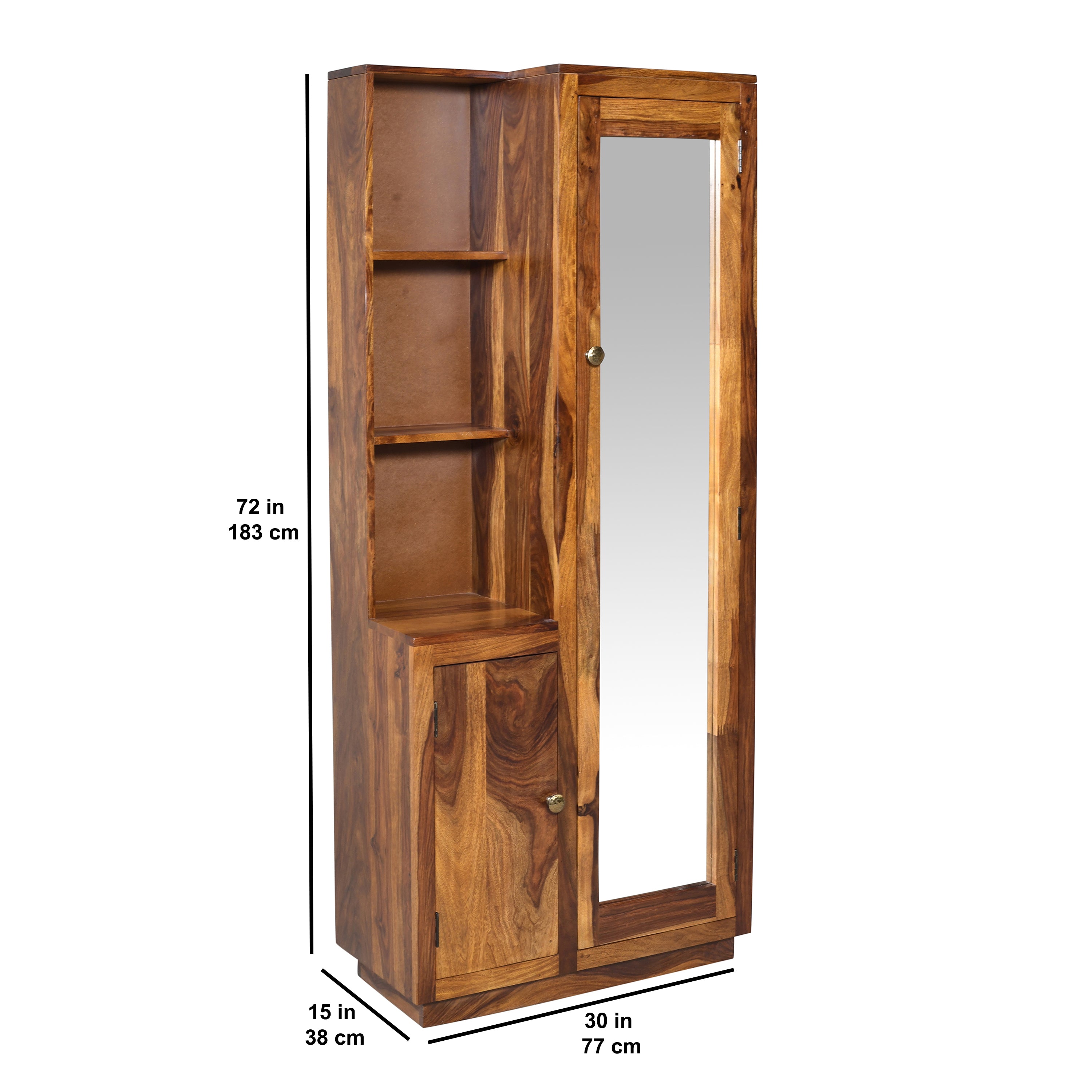 Dressing Shringaar Solid Wood Dressing Table with Full-Length Mirror & Storage Shelves