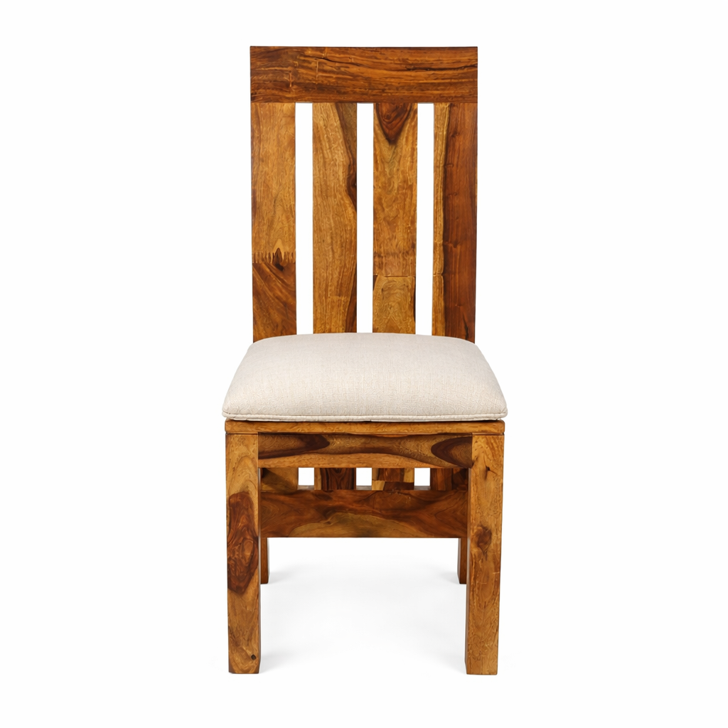 Solid Wood 6-Seater Dining Set With Classic Structure & Natural Finish