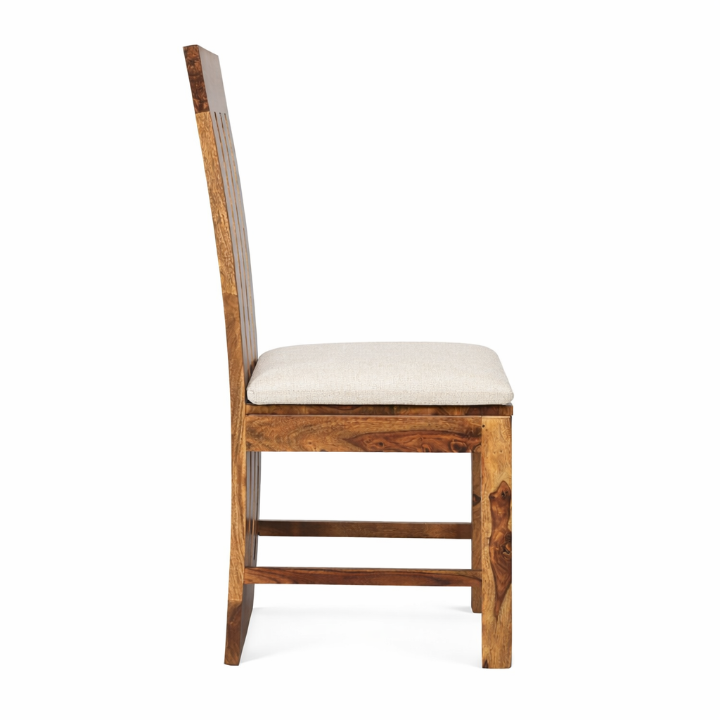 Solid Wood 6-Seater Dining Set With Classic Structure & Natural Finish
