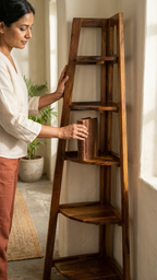Solid Wood Ladder Shelf – Corner Display Storage Unit