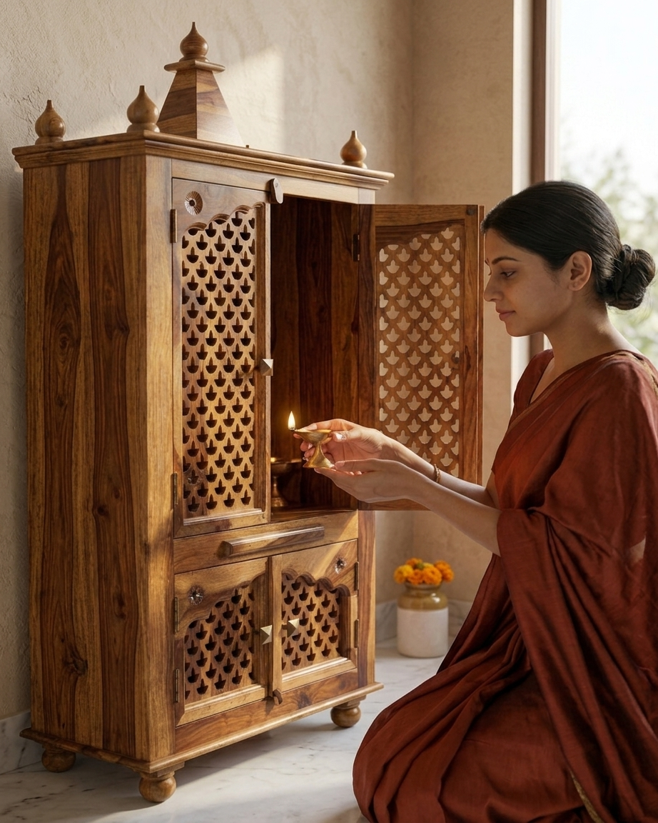 Temple Deepka Solid Wood Mandir Unit