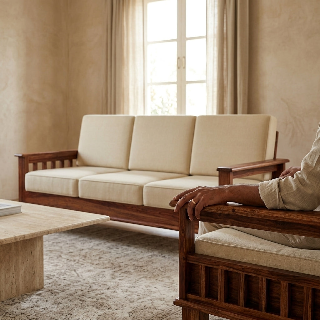 solid wood 5 seter sofa set classic