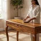 Solid Wood Console Classic Table With Curves Legs