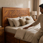 Squre cut king size Solid Sheesham Wood Bed with Drawer Storage