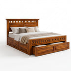 Kuber king size Solid Sheesham Wood Bed with Drawer Storage (HONEY FINISH)