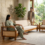 Sofa Set Rattan Solid Sheesham Wood 5 seater sofa set with Rattan Cane