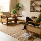 Sofa Set Rattan Solid Sheesham Wood 5 seater sofa set with Rattan Cane