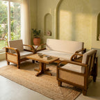 Sofa Set Rattan Solid Sheesham Wood 5 seater sofa set with Rattan Cane