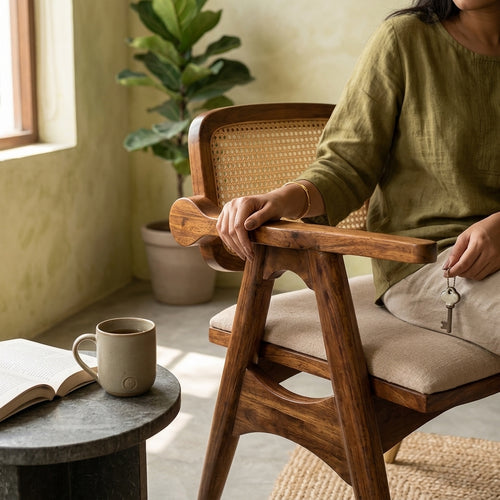 Aurora Cane Lounge Chair Solid Sheesham Wood lounge chair