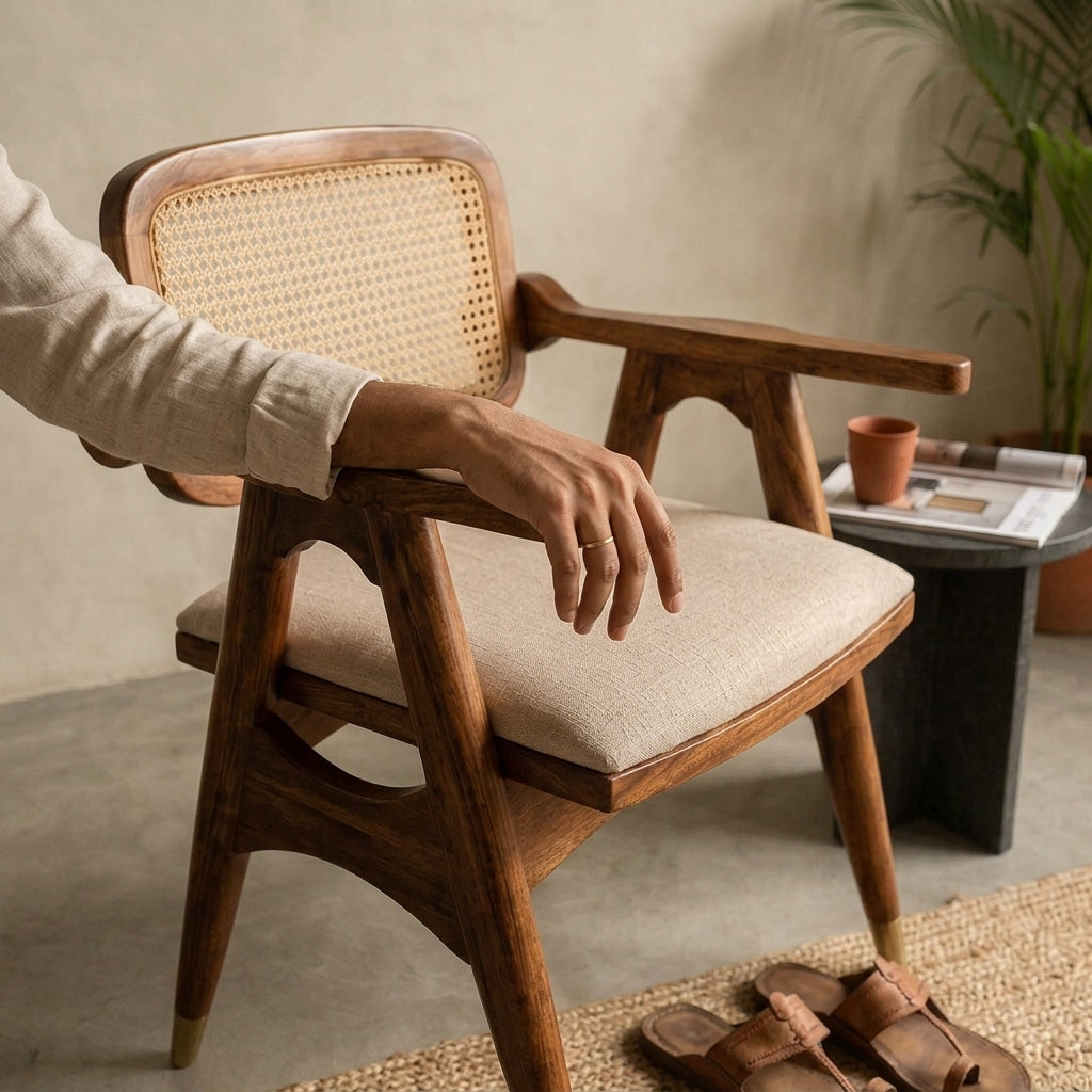 Aurora Cane Lounge Chair Solid Sheesham Wood lounge chair