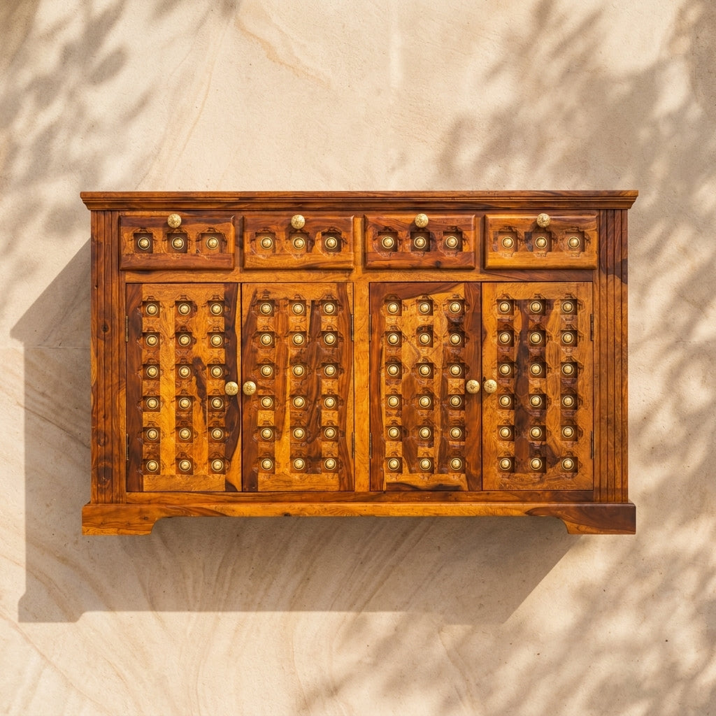 Sideboard Marwad Solid sheesham wood sideboard with brass elements design