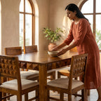 Dining Diamond set Solid wood 6 seater dining table with chair