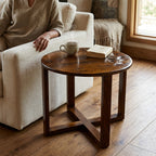 Round table solid sheesham wood table with flower design (Provincial teak finish)