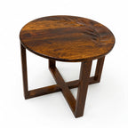 Round table solid sheesham wood table with flower design (Provincial teak finish)